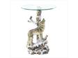 Wolf Table w/ Glass Top - Home and Garden Sculpture Collect Gift Animal Art Home